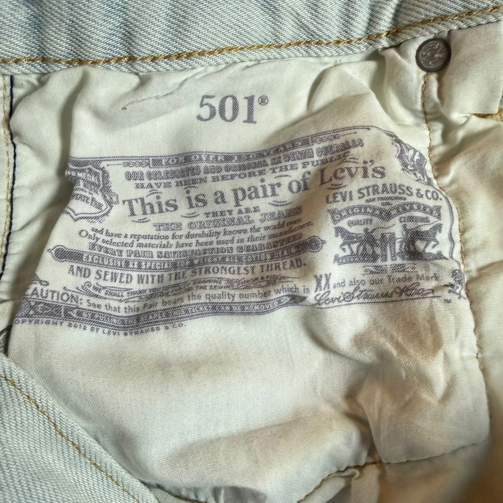 Levi's 501 Denim Shorts Mens W32 Light Wash Acid Wash Cut Off Jean Jorts